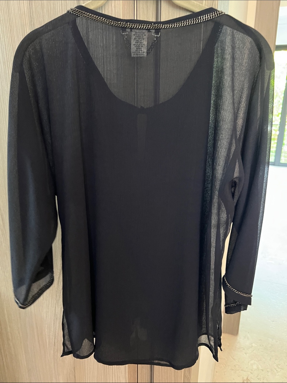CACHE circa 2008! sheer navy blouse with beading! PERFECT CONDITION XS - Picture 7 of 7